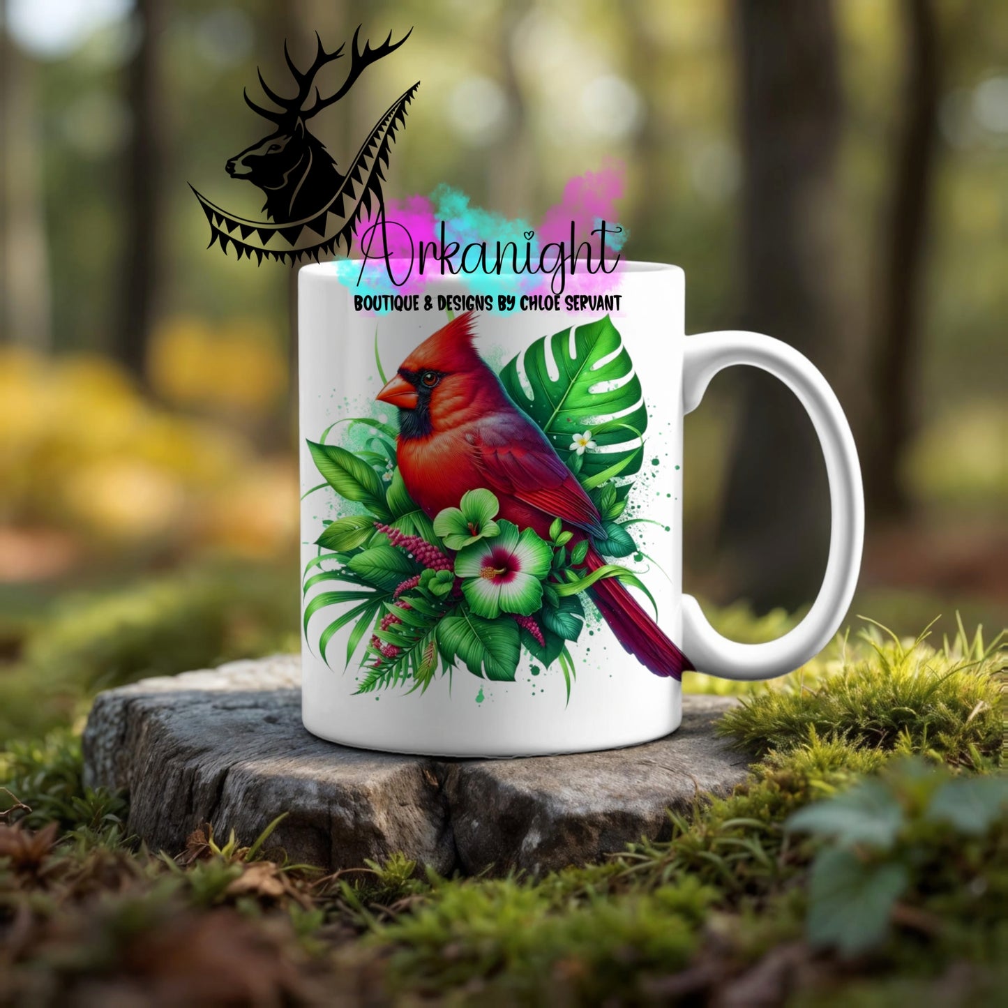 Numérique - Tasse en céramique - Collection Monstera & Animaux ♡ Cardinal