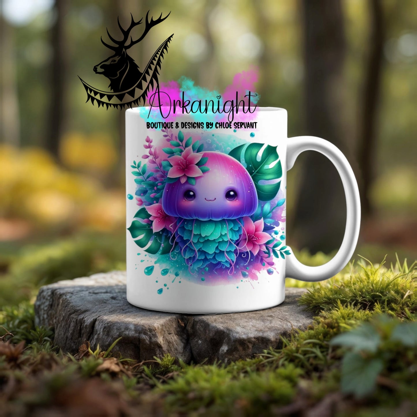 Numérique - Tasse en céramique - Collection Monstera & Animaux ♡ Méduse