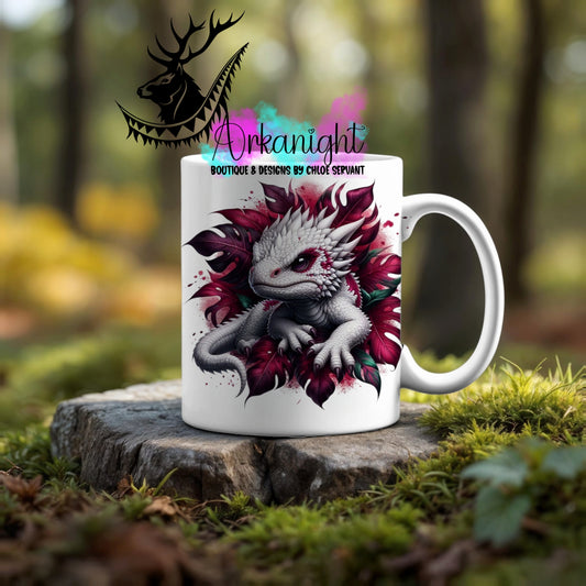 Numérique - Tasse en céramique - Collection Monstera & Dragon ♡ Bourgogne & Blanc