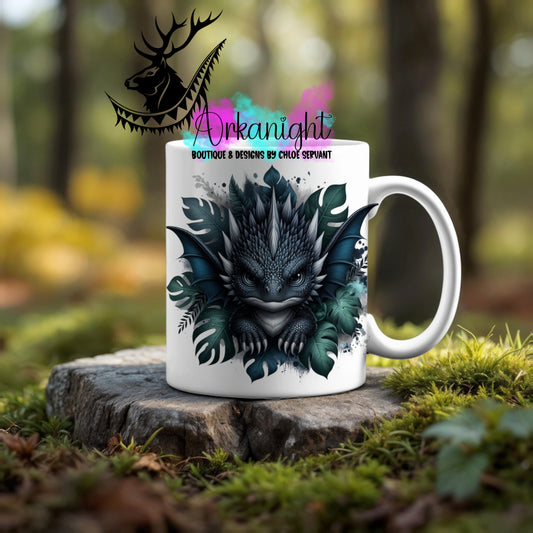 Numérique - Tasse en céramique - Collection Monstera & Dragon ♡ Bleu Navy & Gris