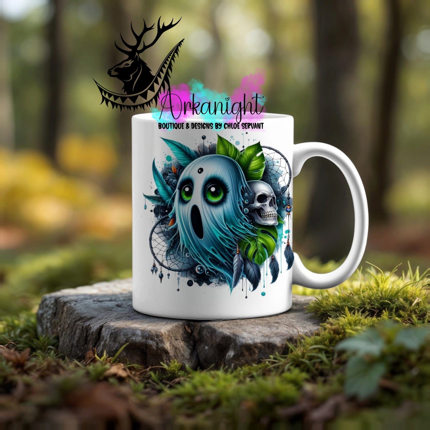 Numérique - Tasse en céramique - Collection Halloween & Witchy ♡ Fantôme Turquoise