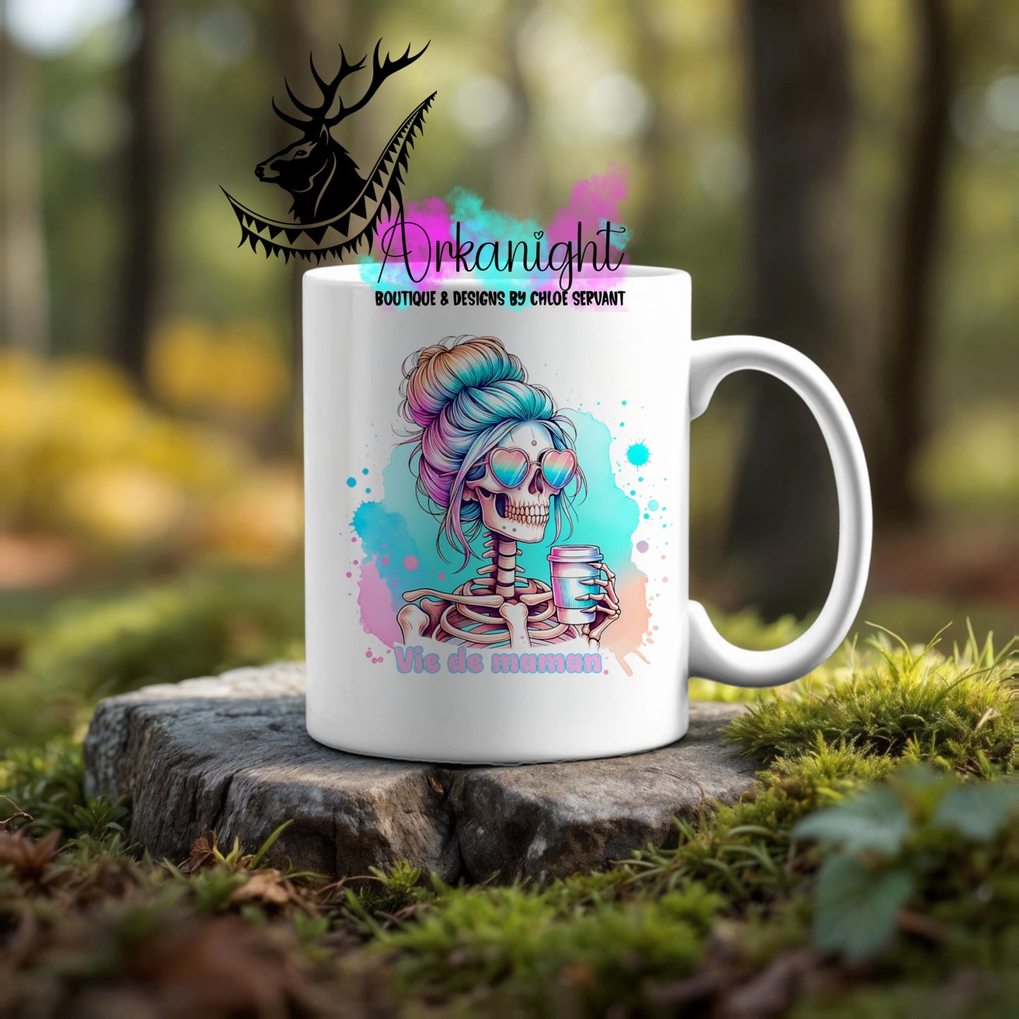 Numérique - Tasse en céramique - Collection Halloween & Witchy ♡ Squelette Vie de maman