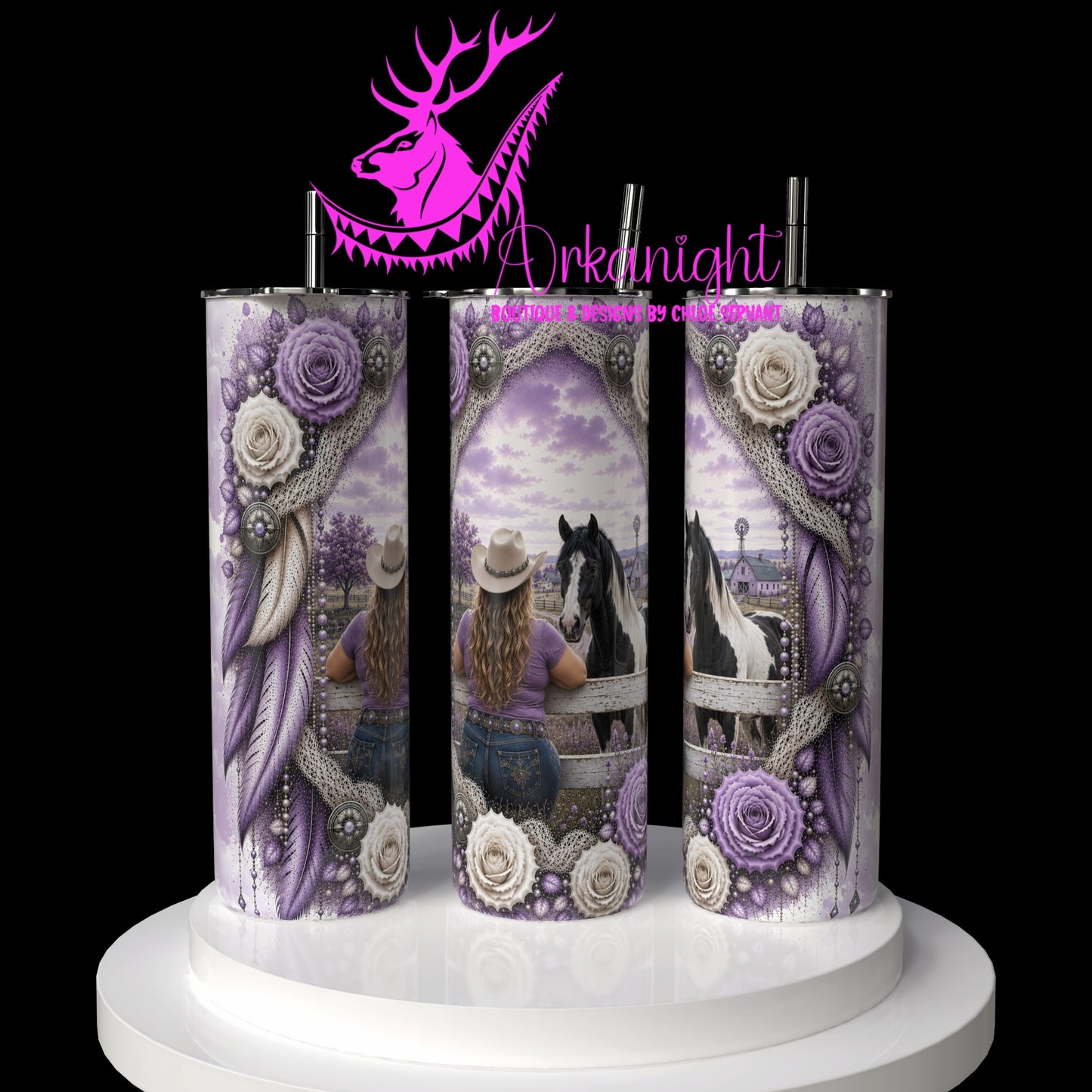 Gourde sur commande - Collection Boho 2026 - Double Exposition ♡ Western ♡ Cowgirl ♡ Horse ♡ Fence - 02
