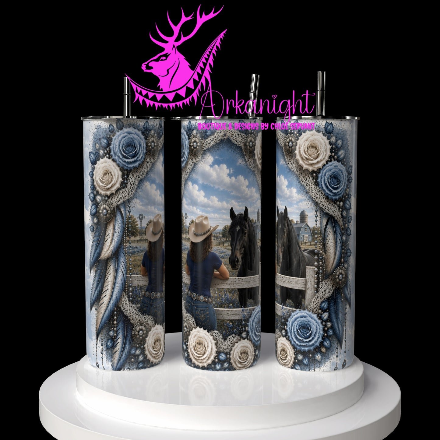 Gourde sur commande - Collection Boho 2026 - Double Exposition ♡ Western ♡ Cowgirl ♡ Horse ♡ Fence - 04