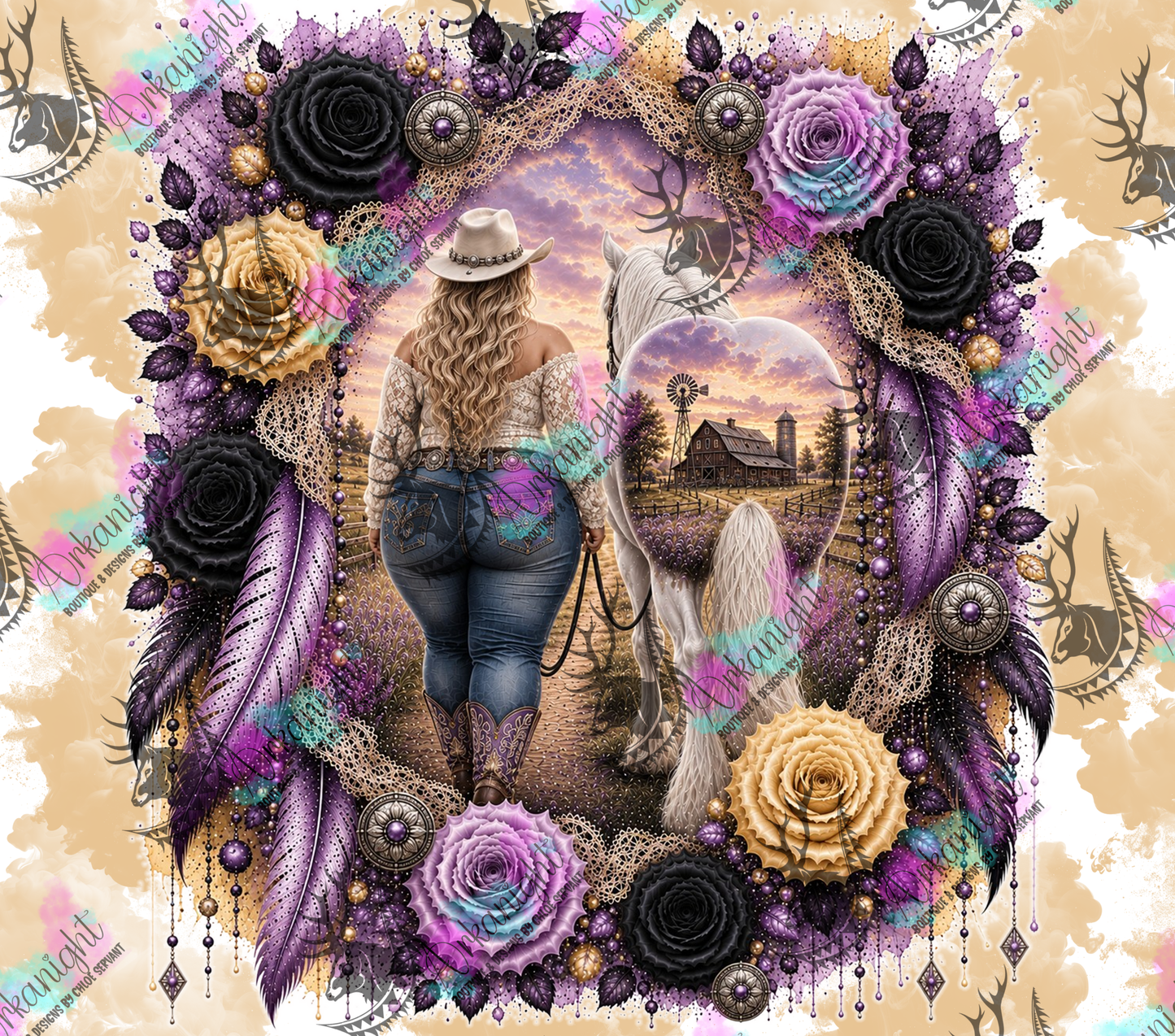 Numérique - Collection Boho 2026 -   Double Exposition ♡ Western ♡ Cowgirl Blonde Plus Size & Paint Horse