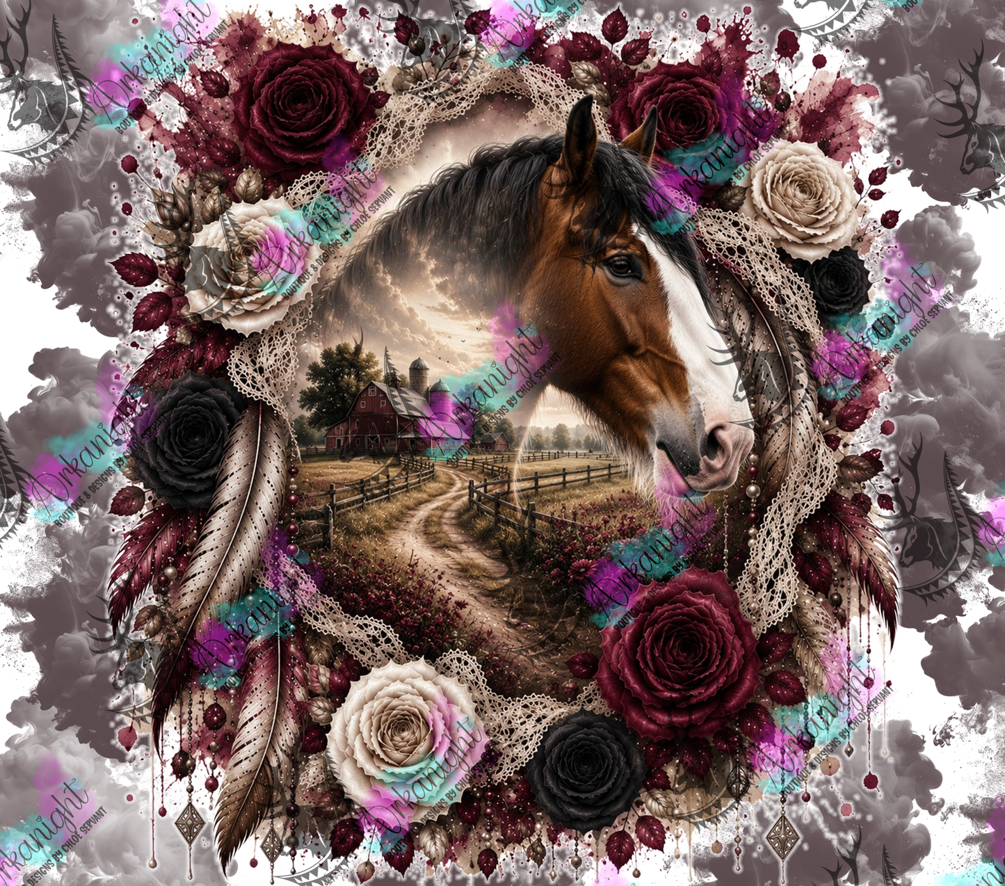 Numérique - Collection Boho 2026 -   Double Exposition ♡ Western ♡ Cheval Clydesdale