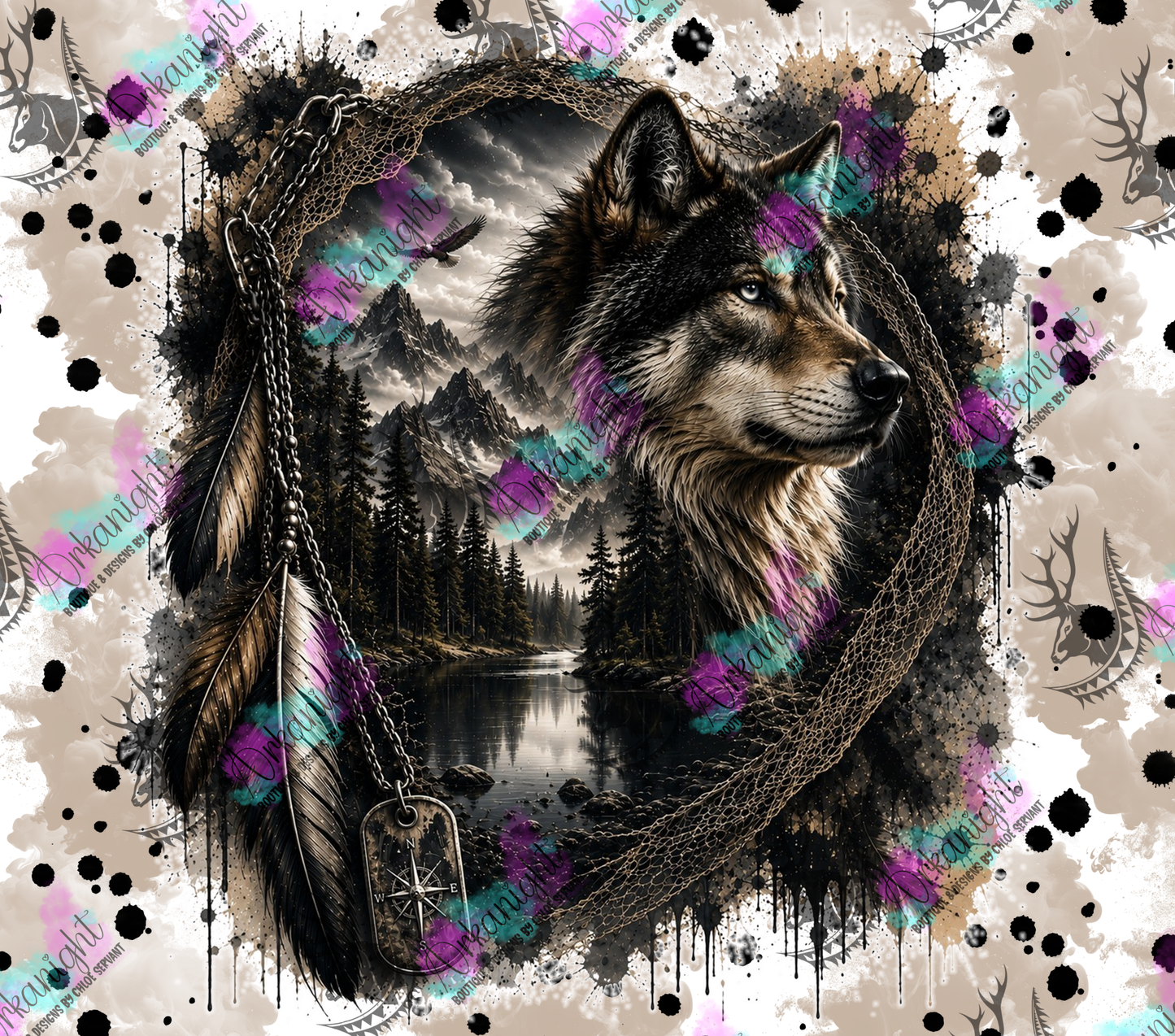 Numérique - Collection Boho 2026 -   Double Exposition ♡ Version masculine ♡ Loup