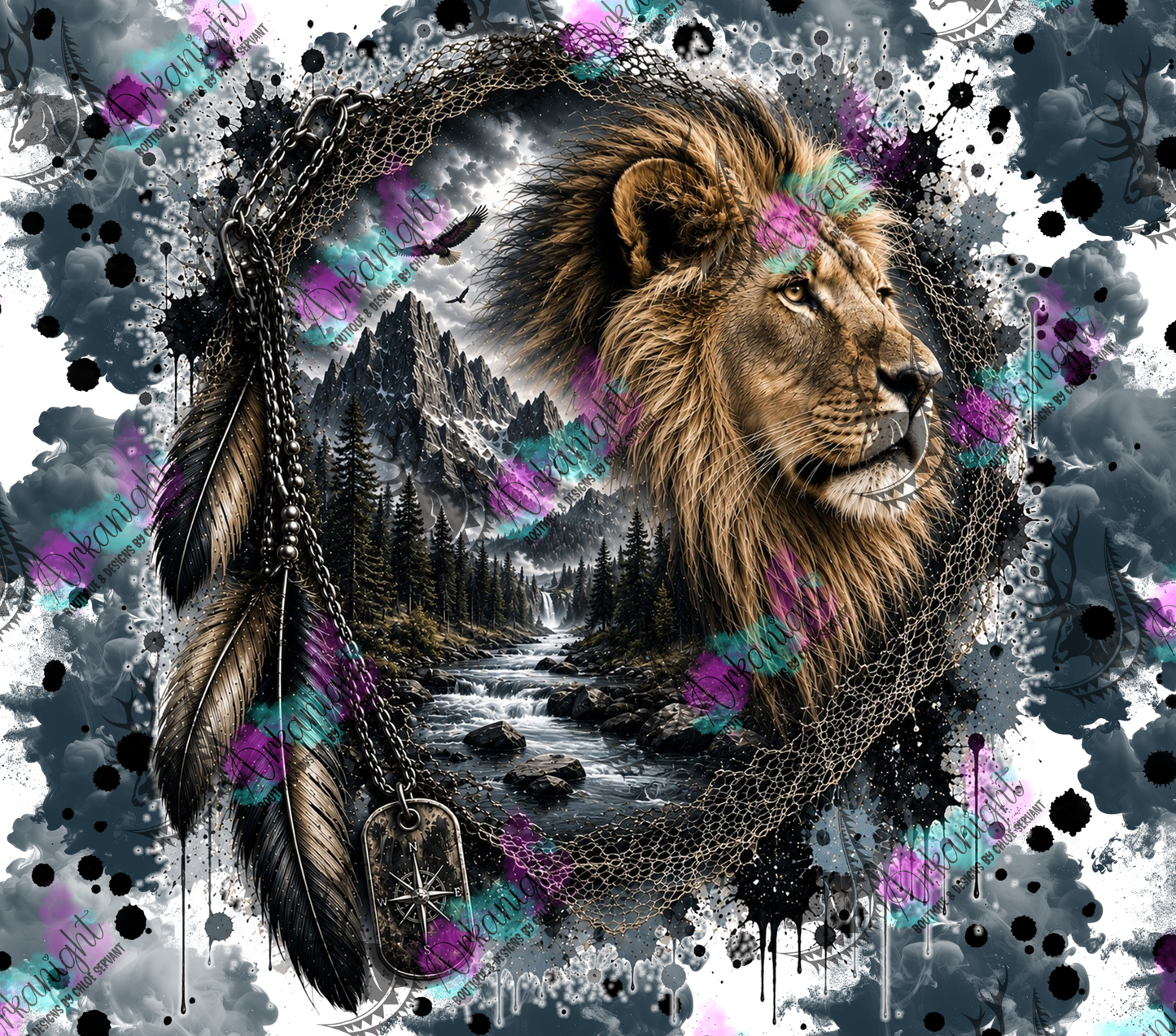 Numérique - Collection Boho 2026 -   Double Exposition ♡ Version masculine ♡ Lion