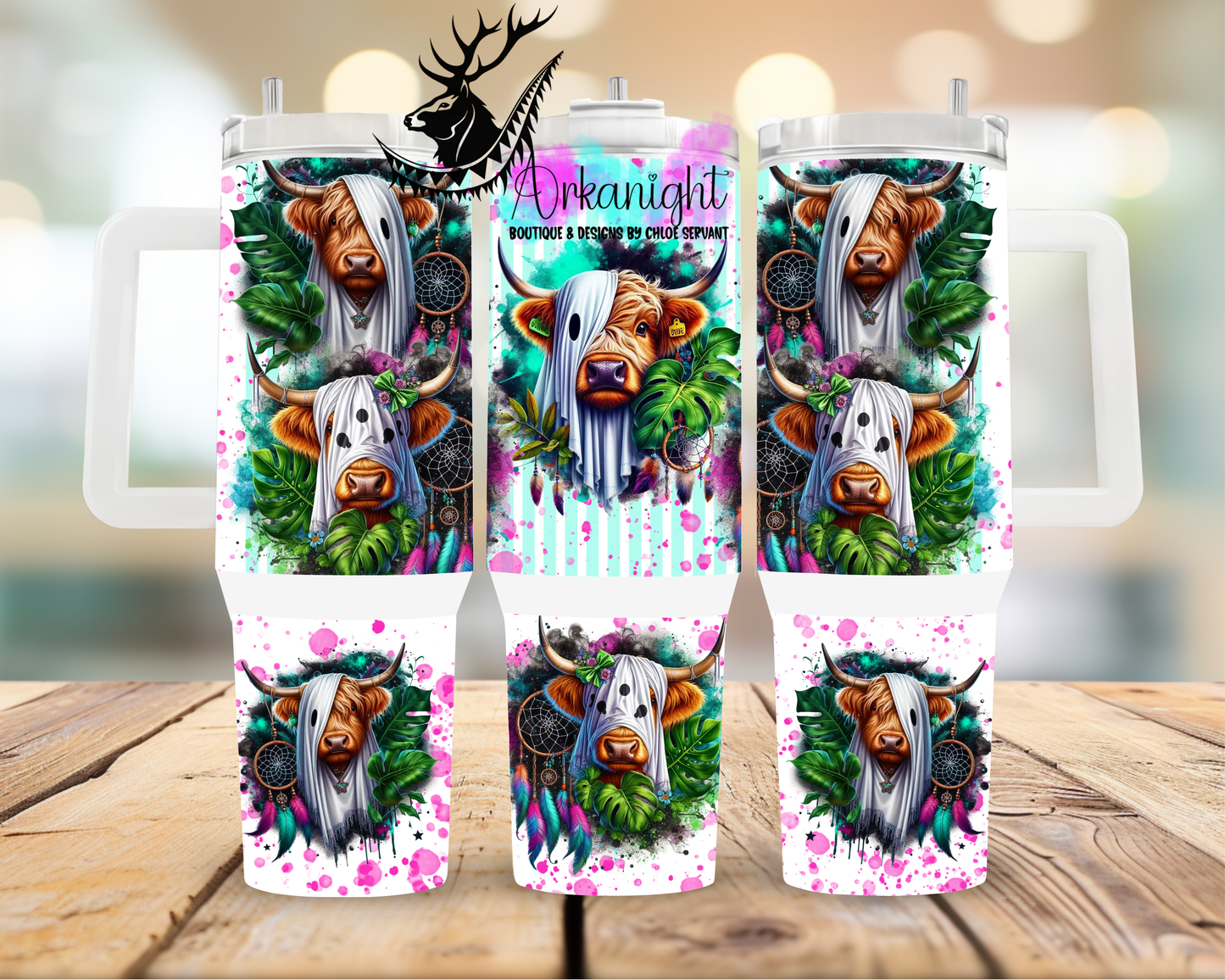 Numérique 40 oz ♡ Collection Halloween ♡ Vache Highland Fantôme