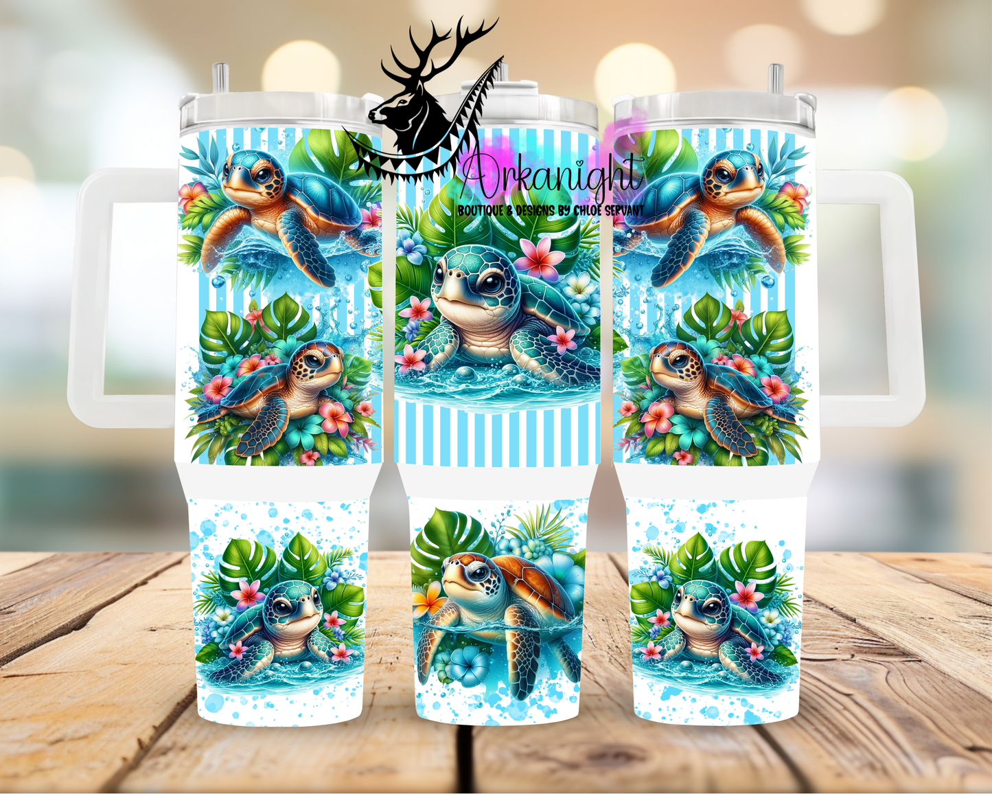 Numérique 40 oz ♡ Collection Animaux & Monstera ♡ Tortue de mer