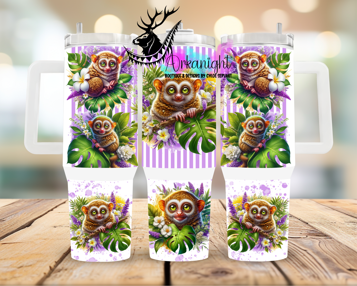 Numérique 40 oz ♡ Collection Animaux & Monstera ♡ Singe Tarsier