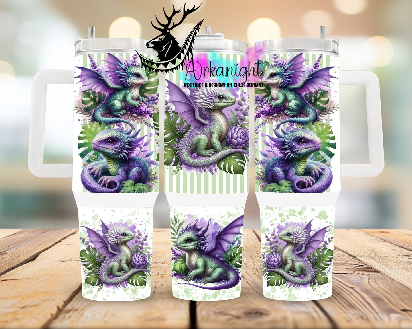 Numérique 40 oz ♡ Collection Dragon ♡ Vert Sauge & Mauve Lilas