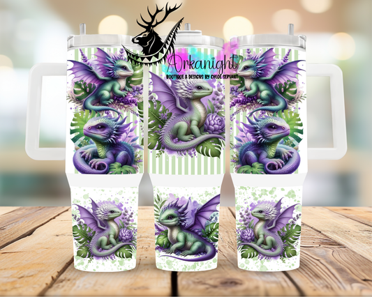 Numérique 40 oz ♡ Collection Dragon ♡ Vert Sauge & Mauve Lilas