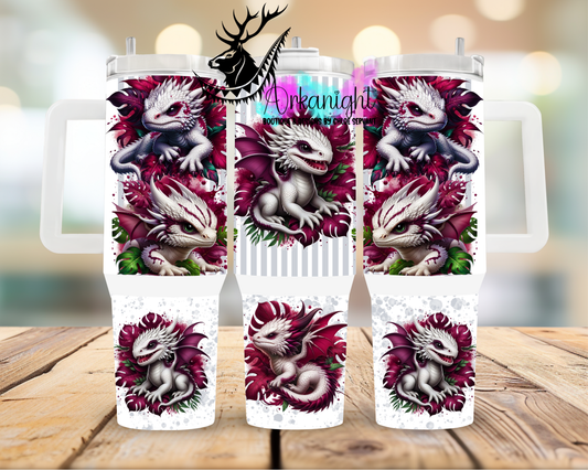 Numérique 40 oz ♡ Collection Dragon ♡ Blanc & Bourgogne