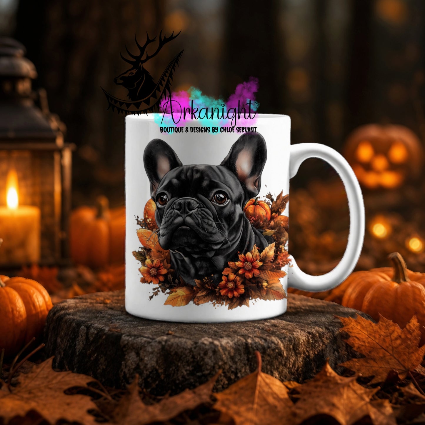 Numérique - Tasse en céramique - Collection Automne ♡ Bulldog Français - French Bulldog - noir