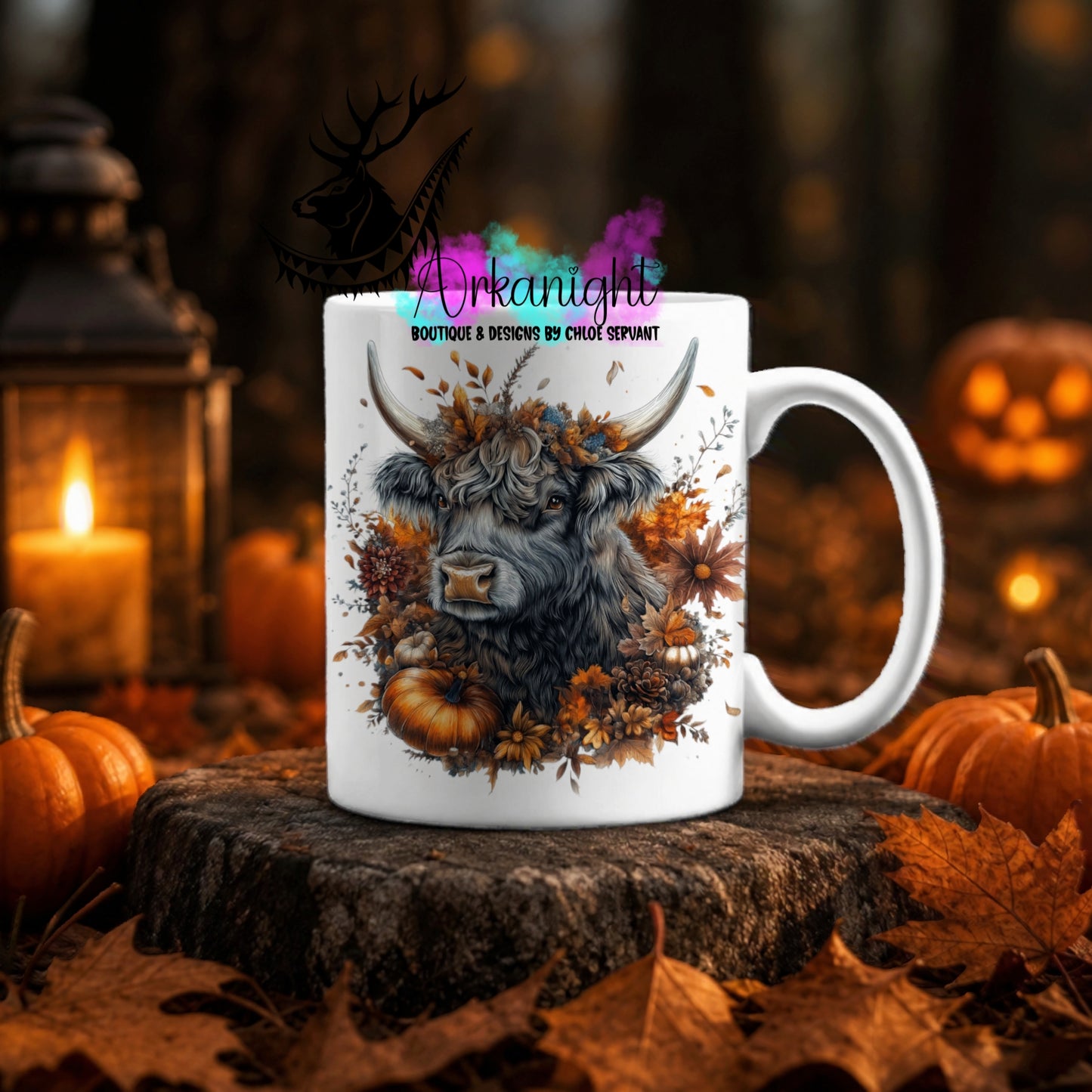 Numérique - Tasse en céramique - Collection Automne ♡ Highland Cow Grise