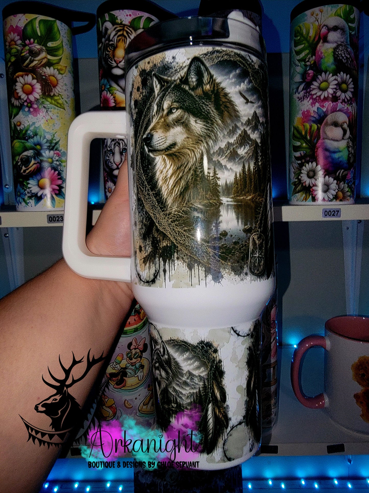 Gourde 40 oz sur commande ♡ Collection Boho 2026 - Double Exposition - Loup