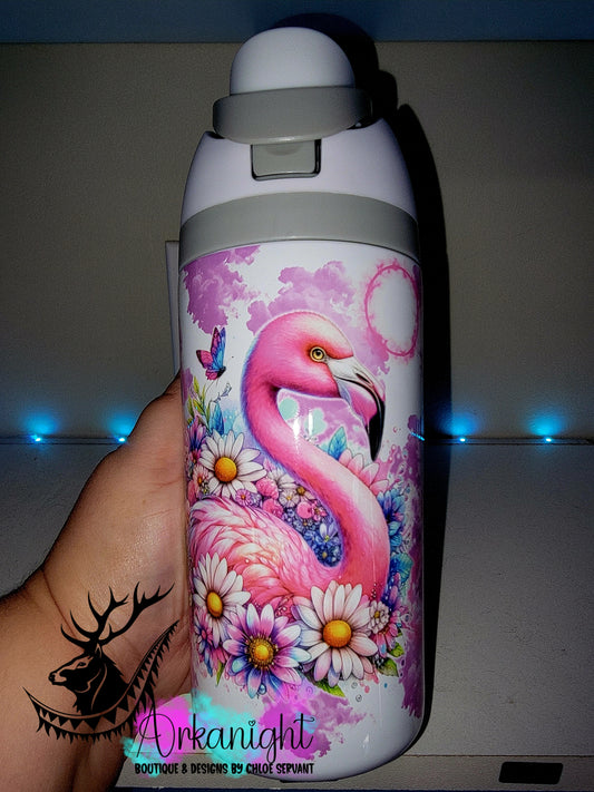 Gourde Owala DUPE 16 oz pour enfant - Sur Commande - Collection Vivid Colors & Flowers ♡ Flamant