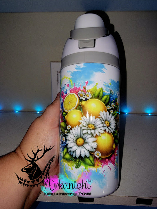 Gourde Owala DUPE 16 oz pour enfant - Sur Commande - Collection Vivid Colors & Flowers ♡ Citron