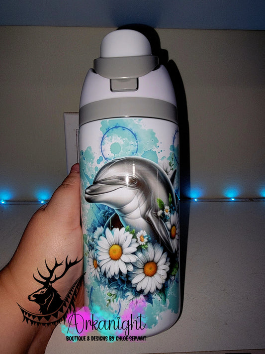 Gourde Owala DUPE 16 oz pour enfant - Sur Commande - Collection Vivid Colors & Flowers ♡ Dauphin