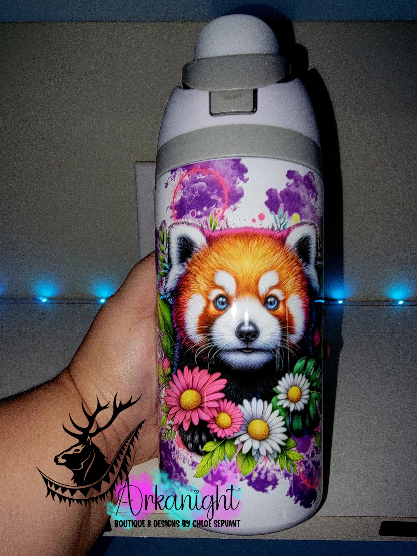 Gourde Owala DUPE 16 oz pour enfant - Sur Commande - Collection Vivid Colors & Flowers ♡ Panda Roux