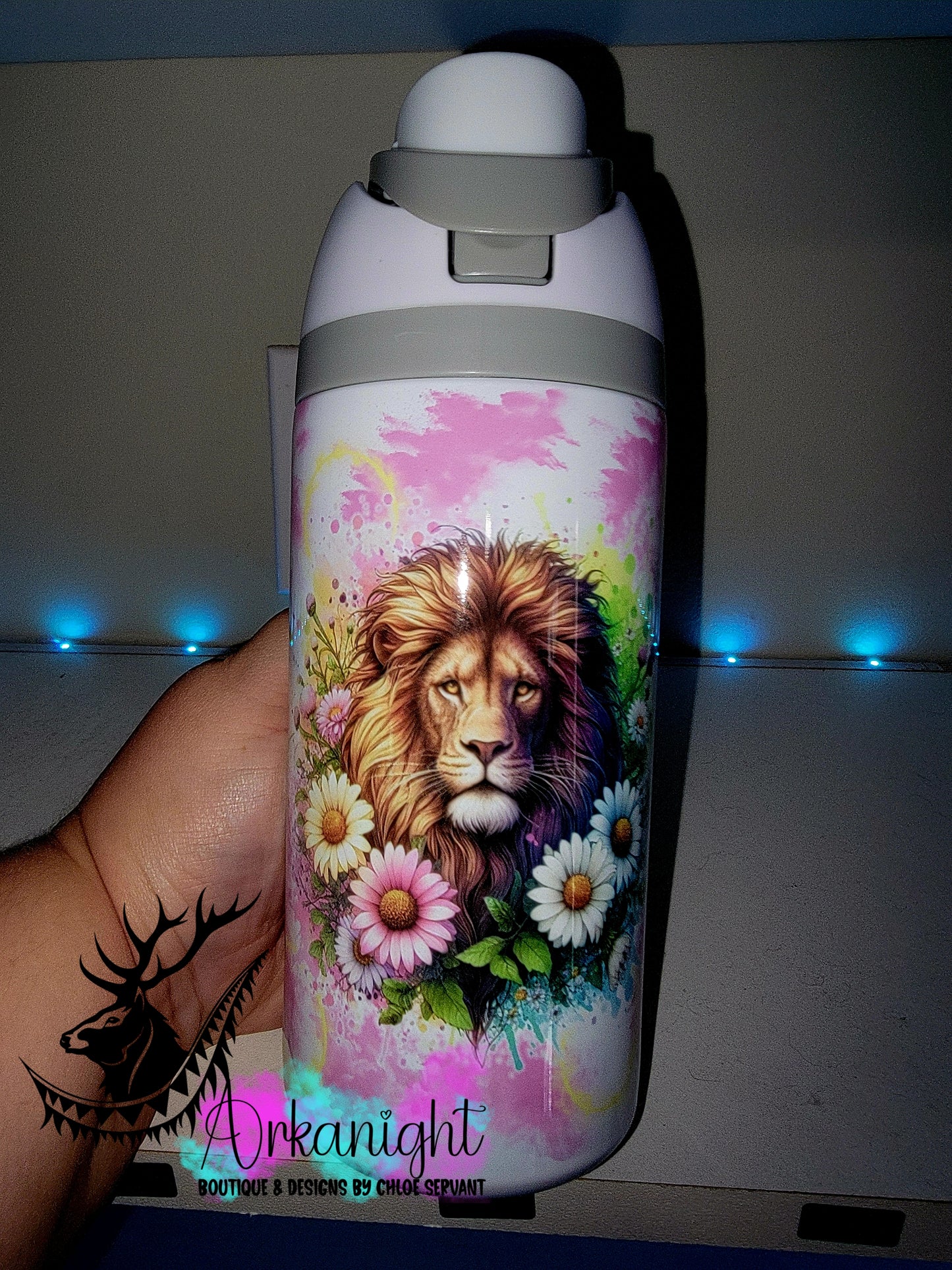 Gourde Owala DUPE 16 oz pour enfant - Sur Commande - Collection Vivid Colors & Flowers ♡ Lion