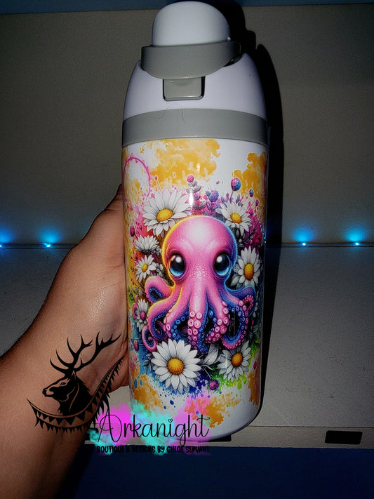 Gourde Owala DUPE 16 oz pour enfant - Sur Commande - Collection Vivid Colors & Flowers ♡ Pieuvre