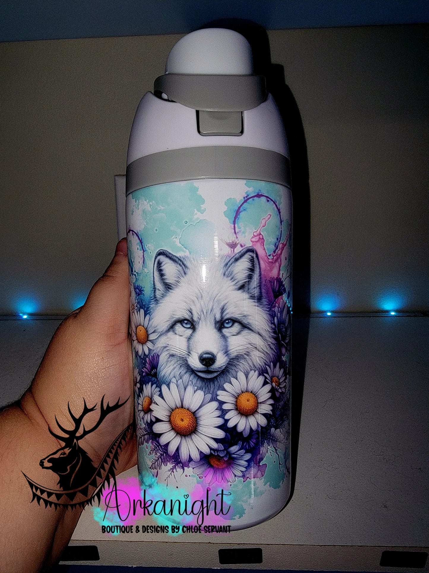 Gourde Owala DUPE 16 oz pour enfant - Sur Commande - Collection Vivid Colors & Flowers ♡ Renard des neiges