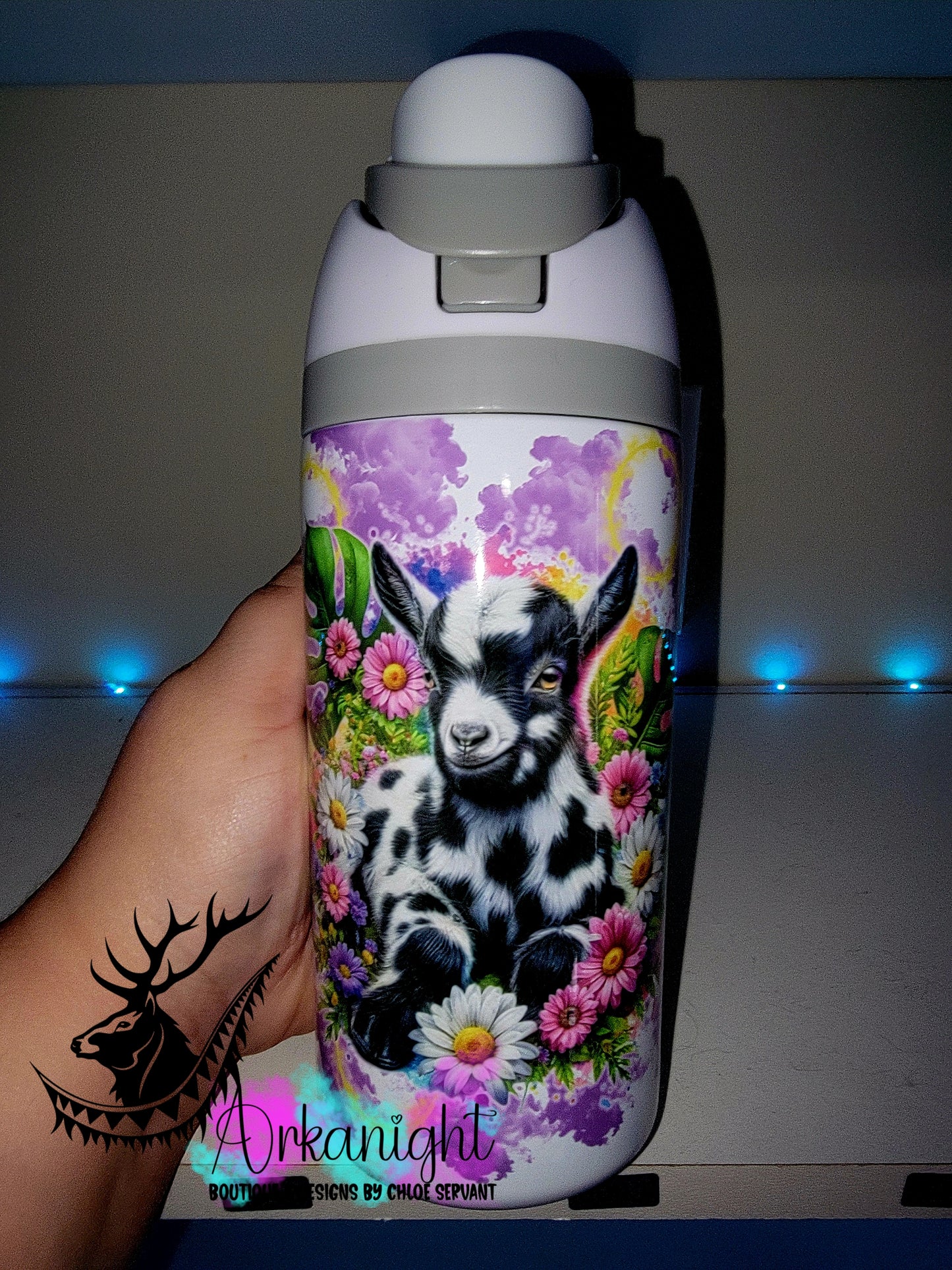 Gourde Owala DUPE 16 oz pour enfant - Sur Commande - Collection Vivid Colors & Flowers ♡ Chèvre Miniature