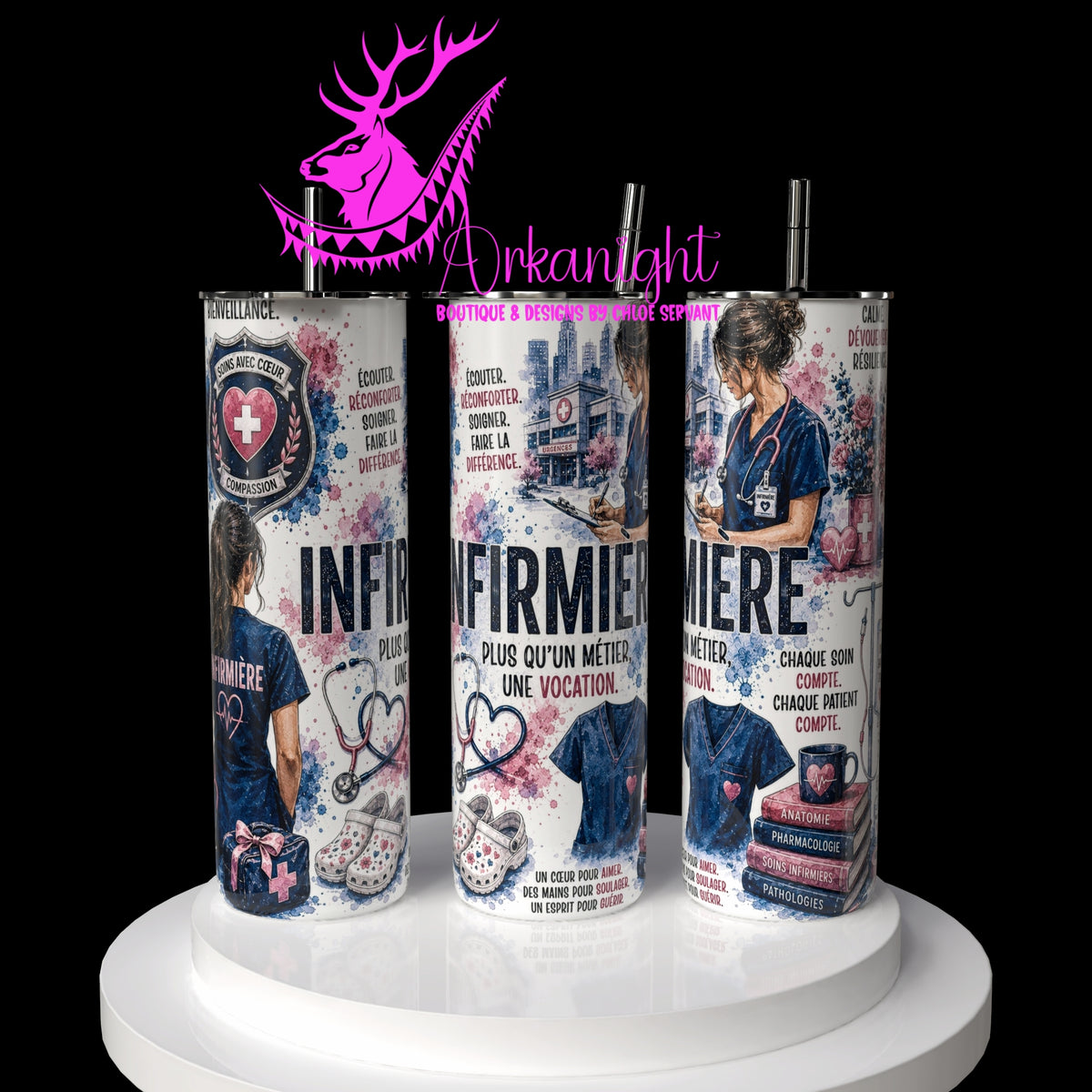 Gourde sur commande - Collection Occupation & Passion - Infirmière Brune