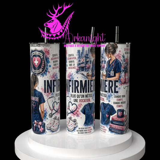 Gourde sur commande - Collection Occupation & Passion - Infirmière Brune