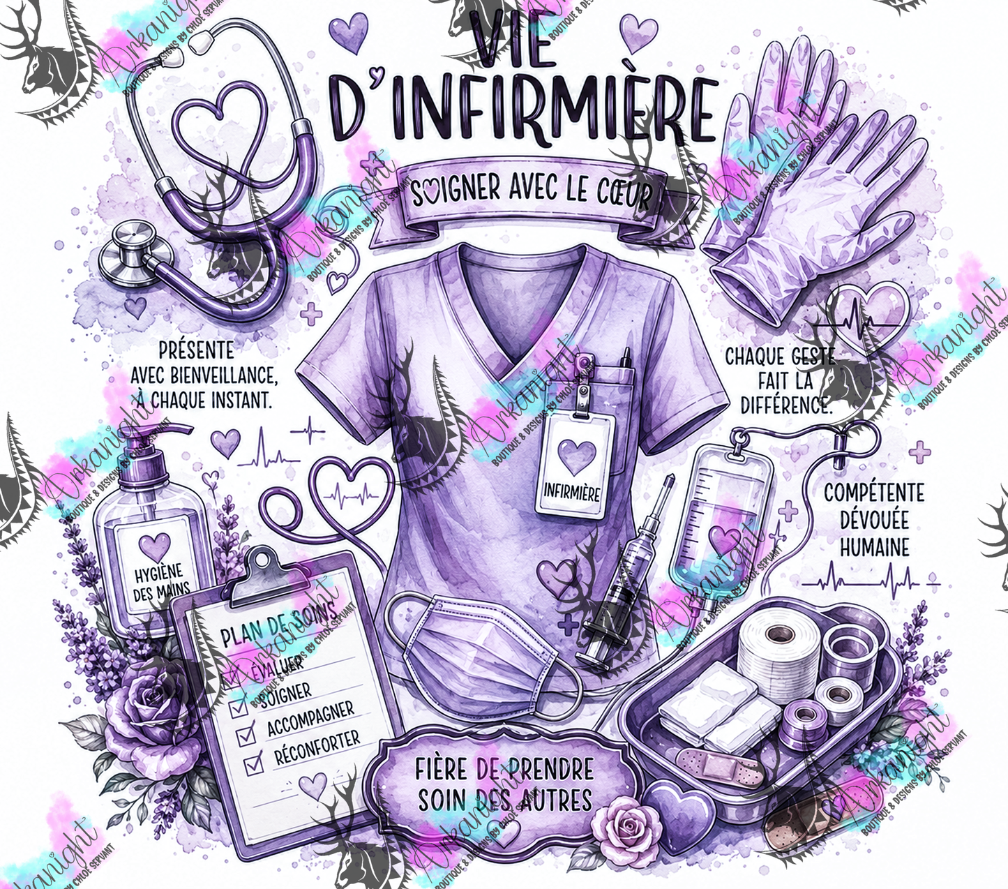 Numérique - Collection Occupation & Passion - Vie d'infirmière Mauve Lilas