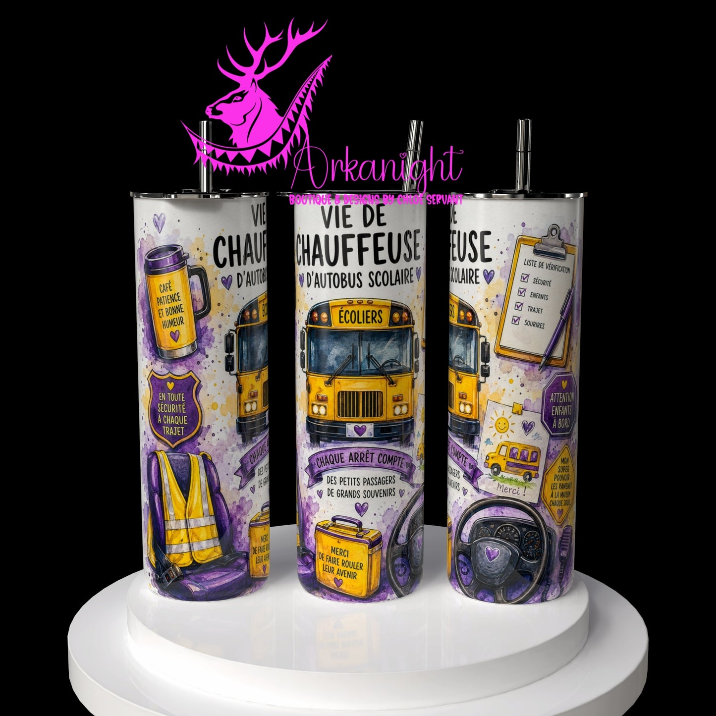 Gourde sur commande - Collection Occupation & Passion - Chauffeuse d'autobus scolaire