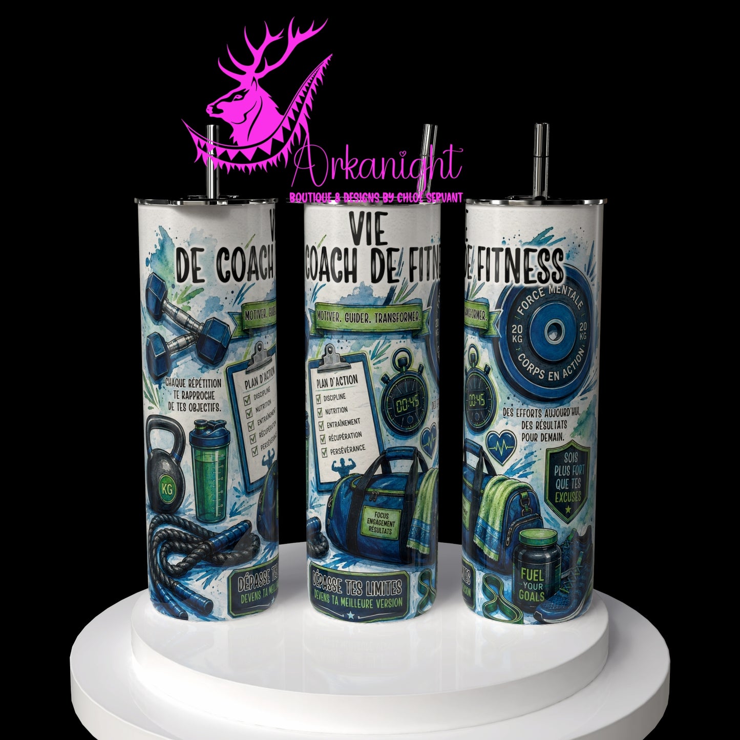 Gourde sur commande - Collection Occupation & Passion - Coach Fitness Bleu/Vert