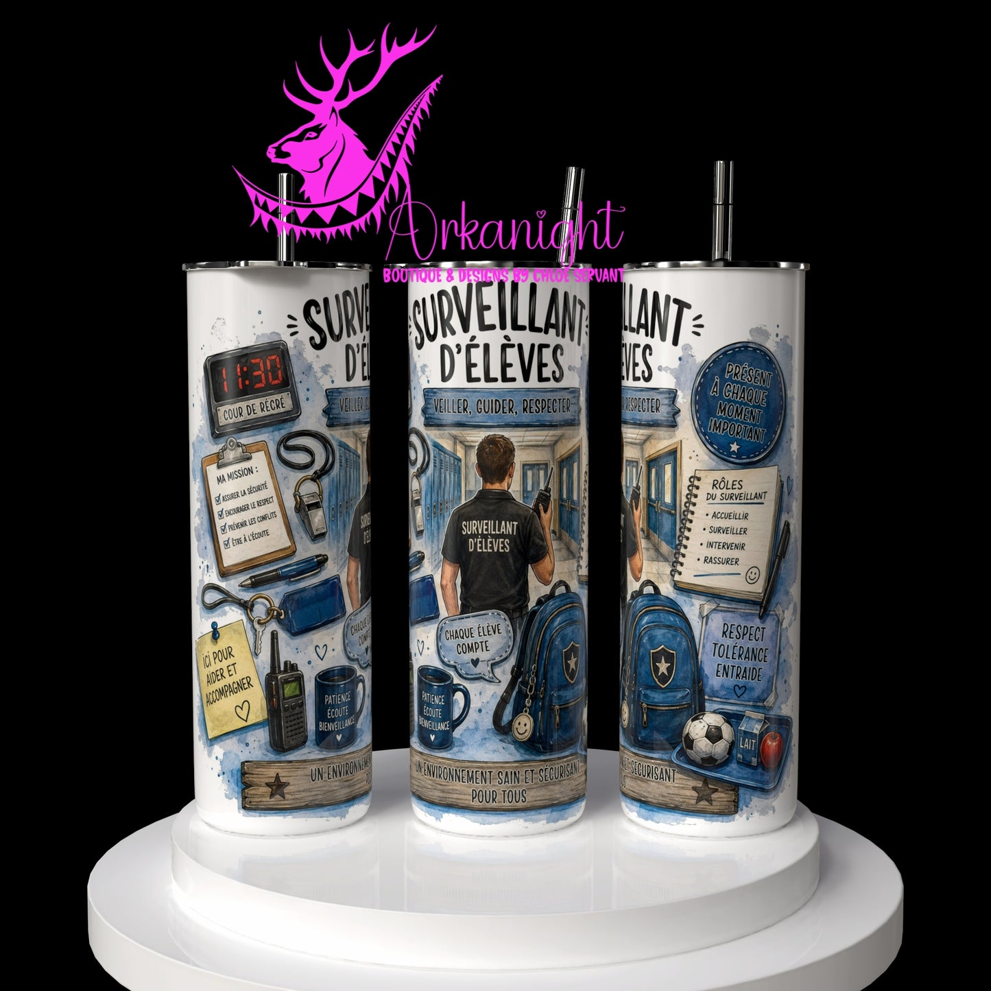 Gourde sur commande - Collection Occupation & Passion - Surveillant d'élèves- Bleu