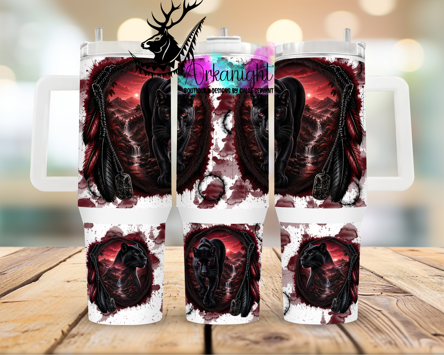 Gourde 40 oz sur commande ♡ Collection Boho 2026 - Double Exposition - Panthère Noire