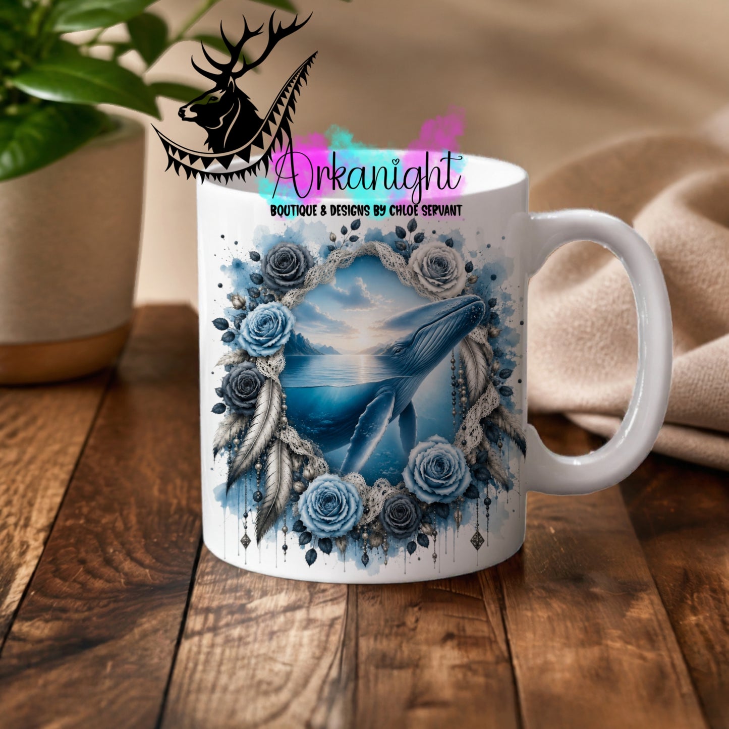 Numérique - Tasse en céramique - Collection Boho 2026 ♡ Double Exposition - Baleine Bleue