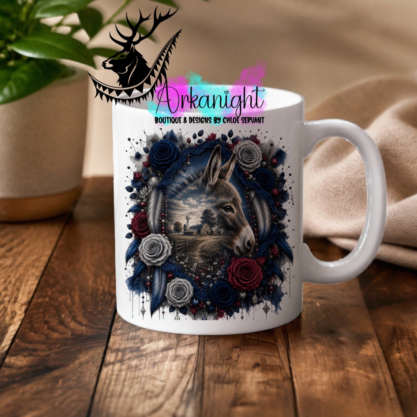 Tasse en céramique sur commande - Collection Boho 2026 ♡ Double Exposition ♡ Âne