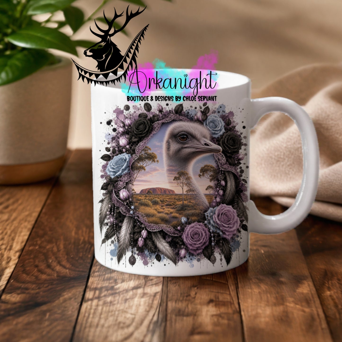 Tasse en céramique sur commande - Collection Boho 2026 ♡ Double Exposition ♡ autruche