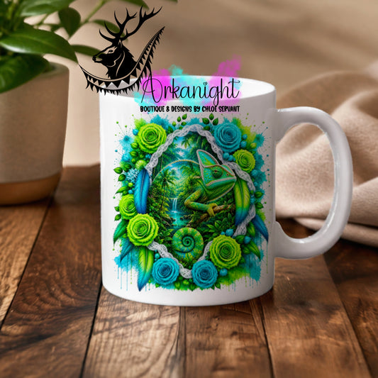 Tasse en céramique sur commande - Collection Boho 2026 ♡ Double Exposition ♡ Caméléon