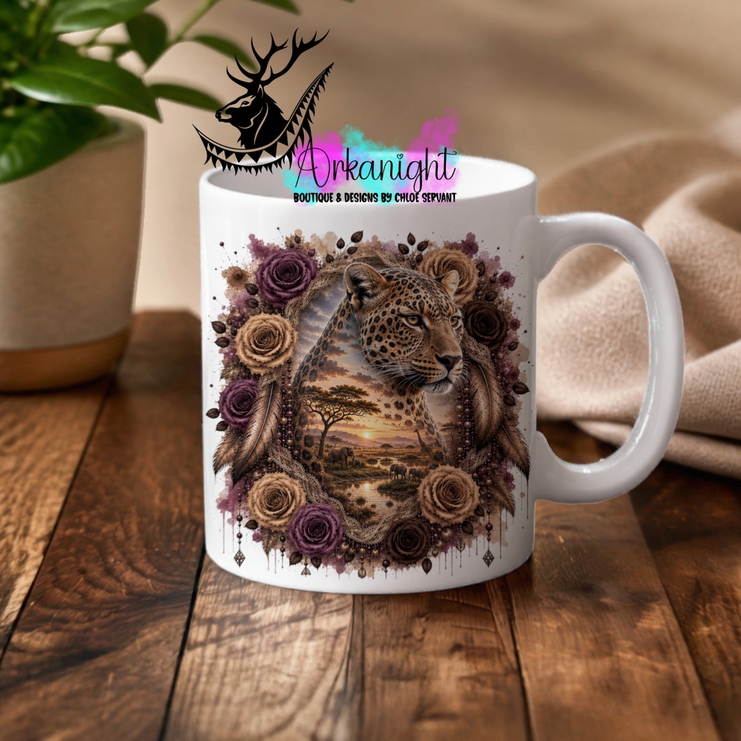 Tasse en céramique sur commande - Collection Boho 2026 ♡ Double Exposition ♡ Léopard