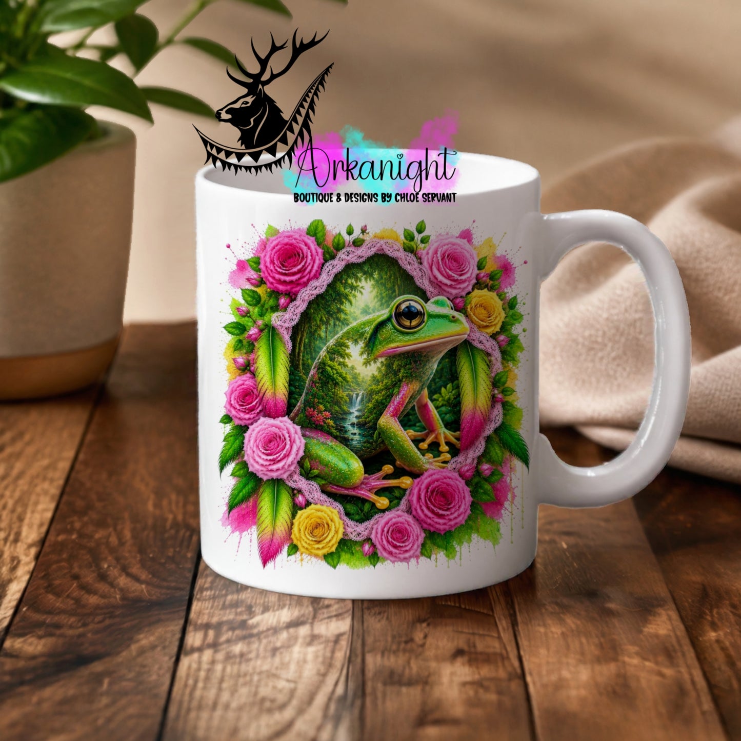 Tasse en céramique sur commande - Collection Boho 2026 ♡ Double Exposition ♡ Grenouille