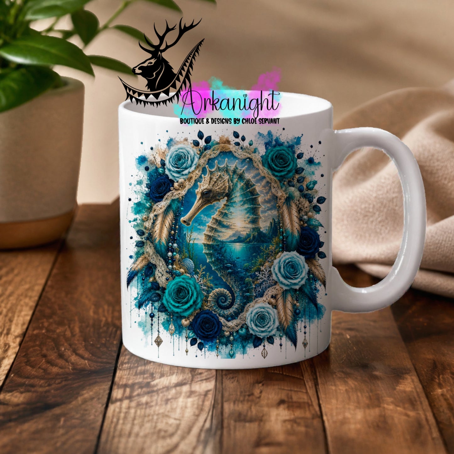 Tasse en céramique sur commande - Collection Boho 2026 ♡ Double Exposition ♡ Hippocampes
