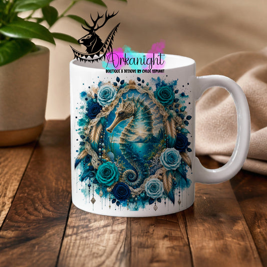 Tasse en céramique sur commande - Collection Boho 2026 ♡ Double Exposition ♡ Hippocampes