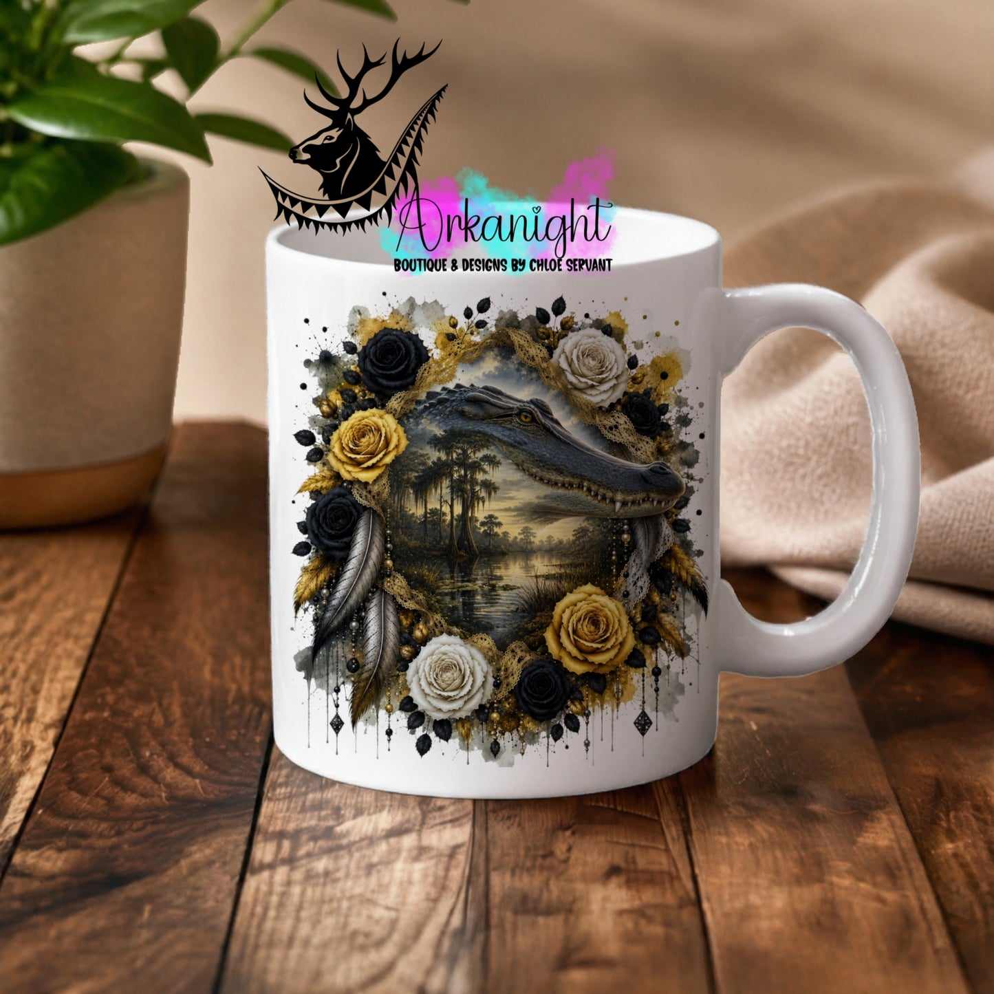 Tasse en céramique sur commande - Collection Boho 2026 ♡ Double Exposition ♡ Crocodile