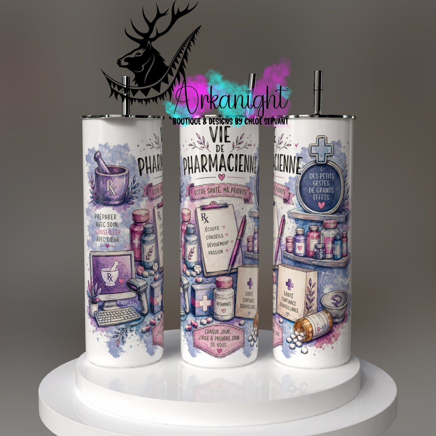 Gourde sur commande - Collection Occupation & Passion - Vie de Pharmacienne