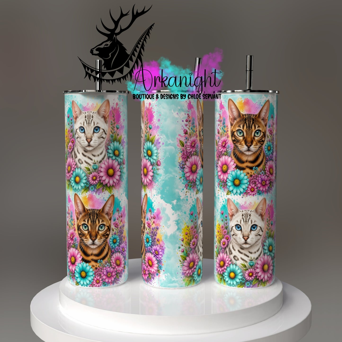Numérique - Collection Fleurie Pastelle - Chat Bengal