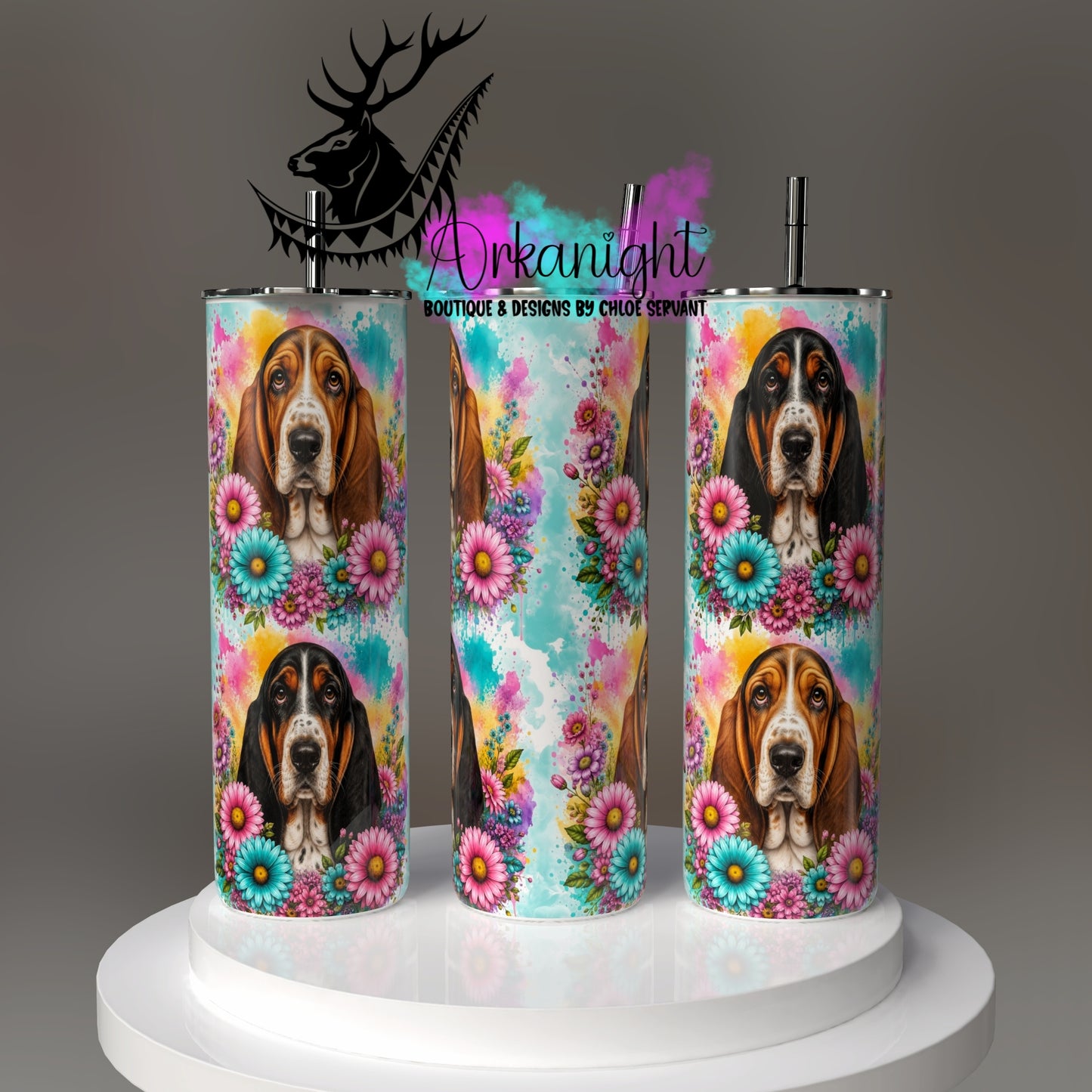 Numérique - Collection Fleurie Pastelle - Basset Hound