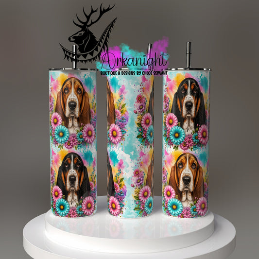 Numérique - Collection Fleurie Pastelle - Basset Hound