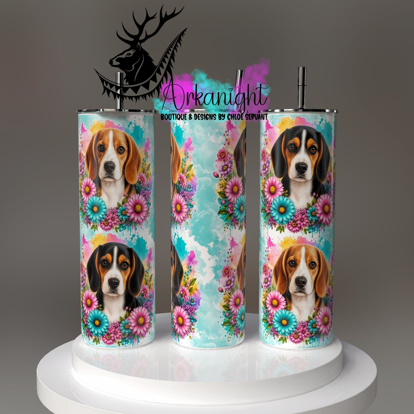 Numérique - Collection Fleurie Pastelle - Beagle